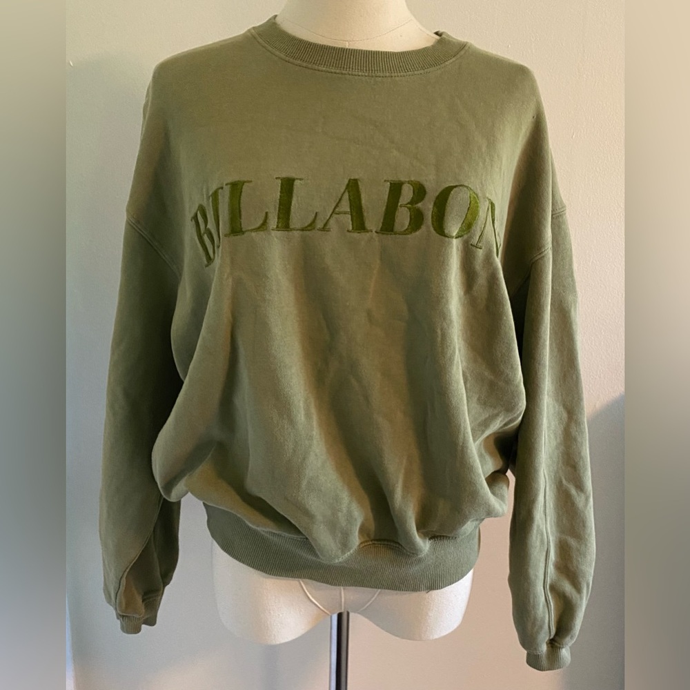 Olive green billabong crewneck sweater